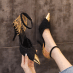 2025 Spring and Autumn New Style Baotou Sandals Women's Stilettos Sexy Chain Tassels - Image 5