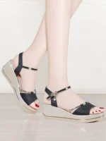 Yi'erkang genuine leather wedge sandals for women 2025 summer new high heels - Image 4