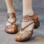 Red dragonfly genuine leather hollow sandals for women 2025 summer new ethnic style - Image 4
