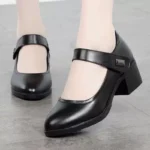 Mother's shoes single shoes soft sole mid-heel spring and autumn style black middle-aged - Image 4
