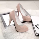 European and American fashion high heels sexy four seasons this year's new patent leather round toe heel women's - Image 5