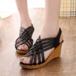 2025 spring and summer European and American new wedge sandals female sexy fish mouth