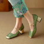 Retro style thick heel women's shoes 2025