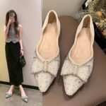 sparkling rhinestone flat shoes gentle sweet