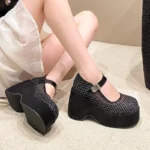 European goods 2025 summer new mesh breathable rhinestone one-strap shallow - Image 5