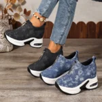 2025 autumn thick bottom front zipper sports running shoes for women