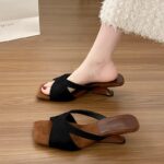 Niche leopard print cross-strap wedge-heeled Roman sandals for women - Image 3