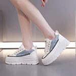 2025 Spring New Style Petite Platform Sneakers with 6cm Hidden Wedge Heel - Image 6