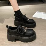 Women's Black Platform Leather Shoes, 2025 Spring/Autumn New Retro British Style Single Shoes - Image 5