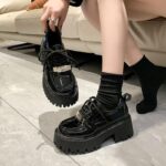 Women's Black Platform Leather Shoes, 2025 Spring/Autumn New Retro British Style Single Shoes - Image 7