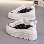 2025 Spring New Style Petite Platform Sneakers with 6cm Hidden Wedge Heel - Image 3