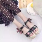 New Women's Floral Print Sandals, Summer Shoes, Open Toe High Heels - Image 7