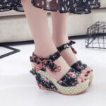 New Women's Floral Print Sandals, Summer Shoes, Open Toe High Heels