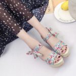 New Women's Floral Print Sandals, Summer Shoes, Open Toe High Heels - Image 8