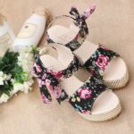 New Women's Floral Print Sandals, Summer Shoes, Open Toe High Heels - Image 6
