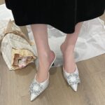 Rhinestone square buckle closed toe slippers for women - Image 9