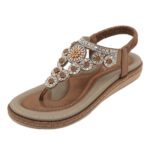 New Summer Cross-border European and American Flat Thong Rhinestone Comfortable Beach Sandals for Women - Image 2