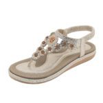New Summer Cross-border European and American Flat Thong Rhinestone Comfortable Beach Sandals for Women - Image 4