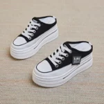 Women's platform closed-toe canvas slippers - Image 2