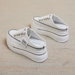 Women's platform closed-toe canvas slippers - Image 11