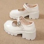 White Platform French Leather Shoes - Image 3