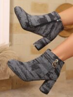 Plus-Size Fashion Zipper Ankle Boots - Image 4