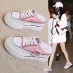 Women's platform closed-toe canvas slippers - Image 6