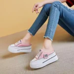 Women's platform closed-toe canvas slippers - Image 7